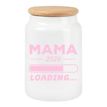 Mama 2026 Loading... - Keksdose mit Holzdeckel - Weiß - Vorne