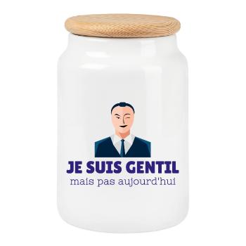 Gentil mais pas aujourd’hui - Boîte à biscuits avec couvercle en bois - blanc - Devant