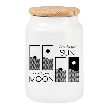 Sunrise / Sunset - Cookie Jar with Wooden Lid - white - Front