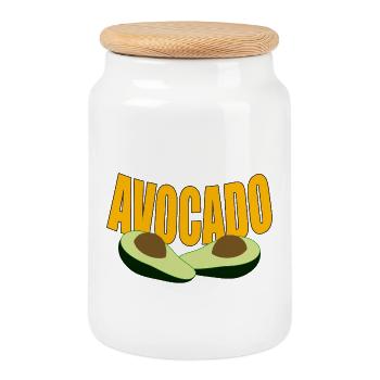 AVOCADO - Keksdose mit Holzdeckel - Weiß - Vorne