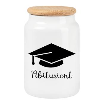 High-school graduate - Cookie Jar with Wooden Lid - white - Front