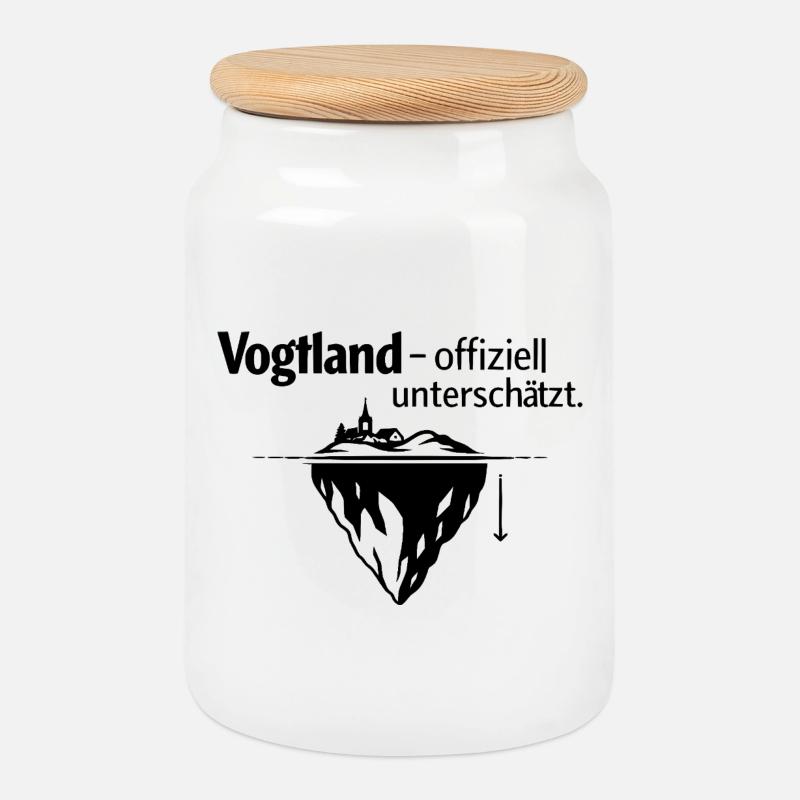 Vogtland - unterschätzt - Keksdose mit Holzdeckel - Weiß