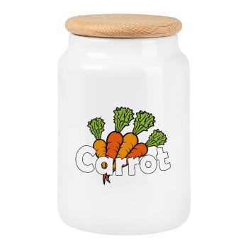 CAROTTE - Boîte à biscuits avec couvercle en bois - blanc - Devant