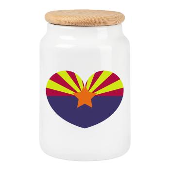 Arizona heart flag - Cookie Jar with Wooden Lid - white - Front