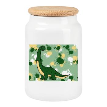 Brachiosaurus Dino - Cookie Jar with Wooden Lid - white - Front