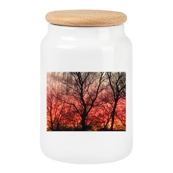 sunset - Cookie Jar with Wooden Lid - white - Front