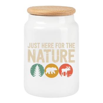 Juste ici pour la nature : Tee rustique de la faune sauvage - Boîte à biscuits avec couvercle en bois - blanc - Devant