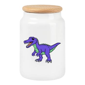 Dino - Keksdose mit Holzdeckel - Weiß - Vorne