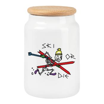 ski_or_die - Boîte à biscuits avec couvercle en bois - blanc - Devant