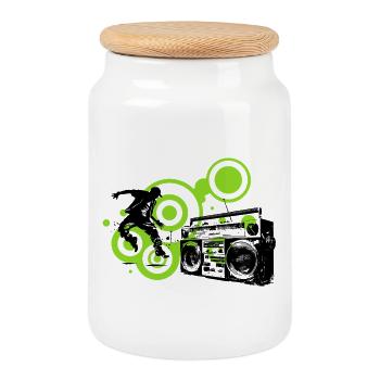 Cercles Lime Abstraits Noir danseur Hip Hop - Boîte à biscuits avec couvercle en bois - blanc - Devant
