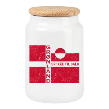 Emblème du Groenland Non à vendre - Boîte à biscuits avec couvercle en bois - blanc - Devant
