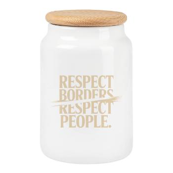 Respecter les frontières Respecter les gens Groenland Proteste - Boîte à biscuits avec couvercle en bois - blanc - Devant
