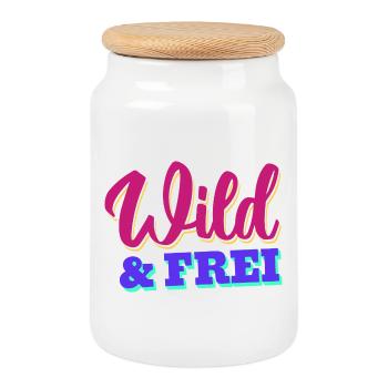 Wild & Free - Cookie Jar with Wooden Lid - white - Front