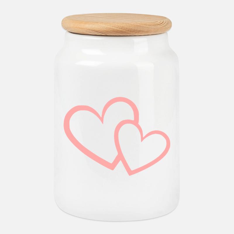 Valentinstag Pink Heart, Valentinstag - Keksdose mit Holzdeckel - Weiß