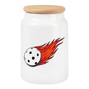 Boule de feu Floorball - Boîte à biscuits avec couvercle en bois - blanc - Devant