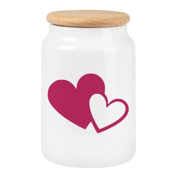 pinkes Herz pink Geschenk Mutter Muttertag - Keksdose mit Holzdeckel - Weiß - Vorne
