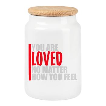 You Are Loved No Matter How You Feel Compassion - Cookie Jar with Wooden Lid - white - Front
