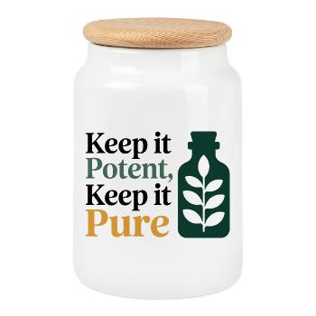 Homöopathie Halte es potent Halte es rein Beruf - Keksdose mit Holzdeckel - Weiß - Vorne