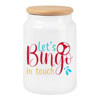 Bingo Game Let´s Bingo In Touch Bingo - Keksdose mit Holzdeckel - Weiß - Vorne