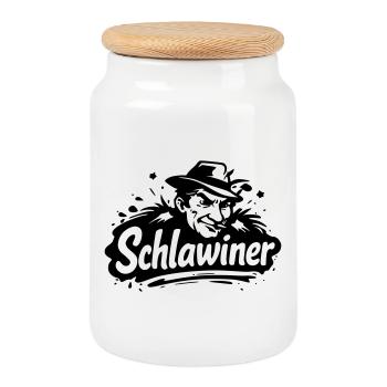 Schlawiner - Keksdose mit Holzdeckel - Weiß - Vorne