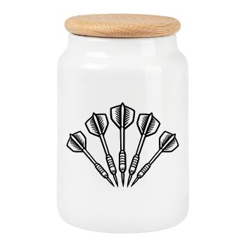 Dartpfeile Darts Symbol - Keksdose mit Holzdeckel - Weiß - Vorne