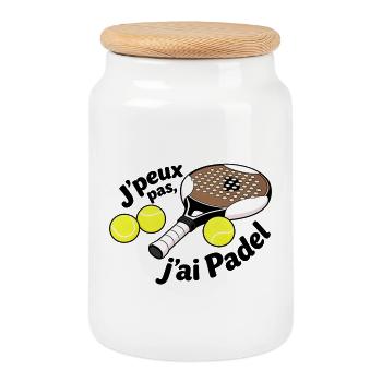 Ich kann nicht, ich habe Padel - Keksdose mit Holzdeckel - Weiß - Vorne