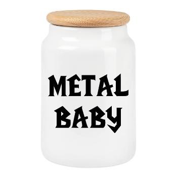 Baby Metal Metal Baby-Musik Metal Baby Rock - Keksdose mit Holzdeckel - Weiß - Vorne
