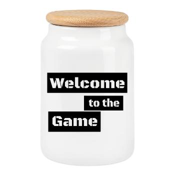 WELCOME TO THE GAME - Keksdose mit Holzdeckel - Weiß - Vorne
