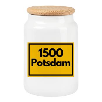 RETRO ZIP 1500 POTSDAM, GDR OSTALGIE GIFT - Cookie Jar with Wooden Lid - white - Front