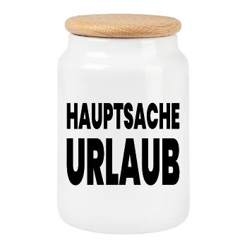 Urlaub - Keksdose mit Holzdeckel - Weiß - Vorne