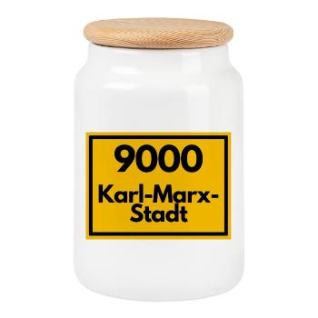ALTE POSTLEITZAHL PLZ RETRO 9000 KARL-MARX-STADT  - Keksdose mit Holzdeckel - Weiß - Vorne