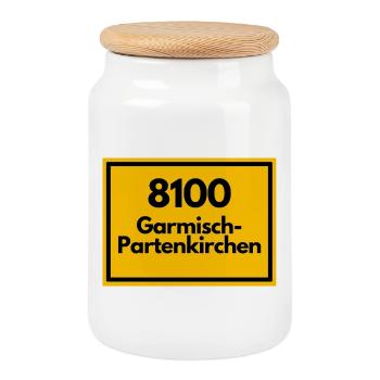 ANCIEN CODE POSTAL 8100 GARMISCH-PARTENKIRCHEN - Boîte à biscuits avec couvercle en bois - blanc - Devant