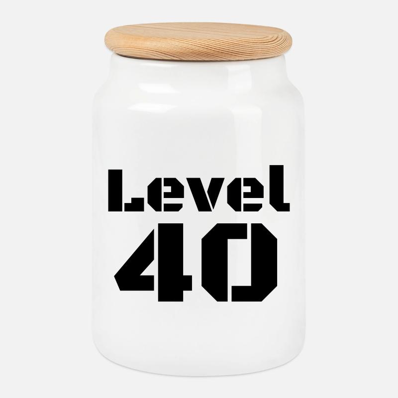 Level 40 - Cookie Jar with Wooden Lid - white