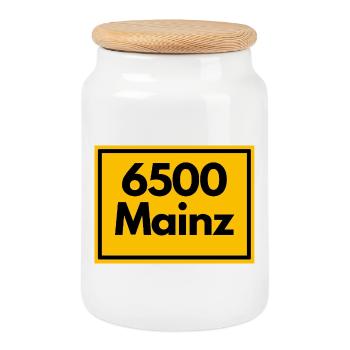 ANCIEN CODE POSTAL RETRO 6500 MAINZ MEEENZ - Boîte à biscuits avec couvercle en bois - blanc - Devant