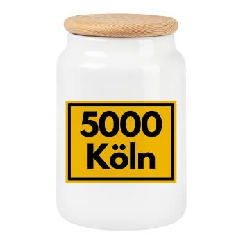 ANCIEN CODE POSTAL RÉTRO 5000 COLOGNE - VILLE CATHÉDRALE - Boîte à biscuits avec couvercle en bois - blanc - Devant