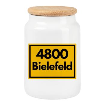 ALTE POSTLEITZAHL PLZ RETRO 4800 BIELEFELD  - Keksdose mit Holzdeckel - Weiß - Vorne