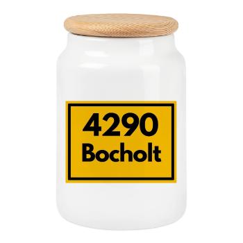ANCIEN CODE POSTAL 4290 BOCHOLT TEXTILSTADT - Boîte à biscuits avec couvercle en bois - blanc - Devant