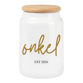 Onkel est 2026 - Keksdose mit Holzdeckel - Weiß - Vorne