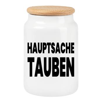 Tauben - Keksdose mit Holzdeckel - Weiß - Vorne