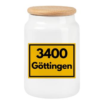 ALTE POSTLEITZAHL PLZ RETRO 3400 GÖTTINGEN UNISTAD - Keksdose mit Holzdeckel - Weiß - Vorne
