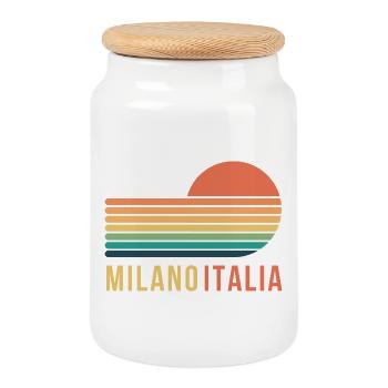 Milan, Italie - Boîte à biscuits avec couvercle en bois - blanc - Devant