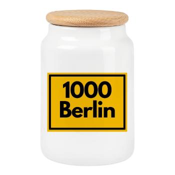 OLD POSTCODE POSTCODE RETRO 1000 BERLIN CAPITAL - Cookie Jar with Wooden Lid - white - Front
