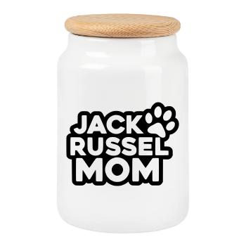 Jack Russel Mom - Designfarbe variabel - Keksdose mit Holzdeckel - Weiß - Vorne
