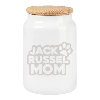 Jack Russell Mom - Cookie Jar with Wooden Lid - white - Front