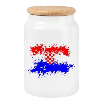 Kroatien Flagge Splash - Keksdose mit Holzdeckel - Weiß - Vorne