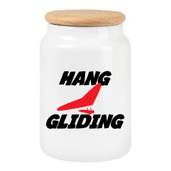 Hanggliding-Zentriertes Flügelabzeichen - Keksdose mit Holzdeckel - Weiß - Vorne
