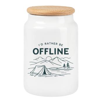 I'd rather be offline | Camping Outdoor - Keksdose mit Holzdeckel - Weiß - Vorne