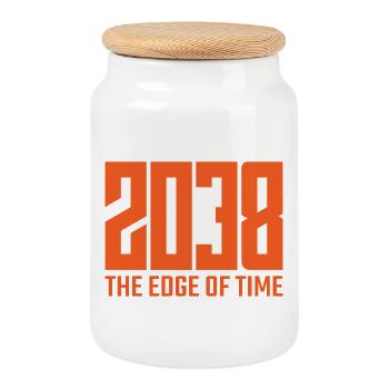 2038 - The Edge of Time - Cookie Jar with Wooden Lid - white - Front