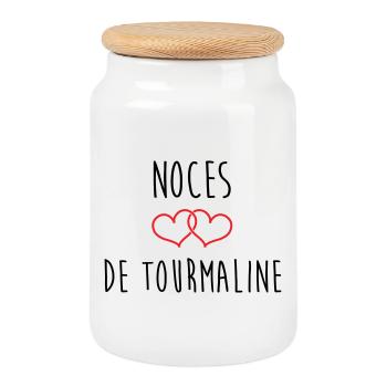Tourmaline Wedding 52 years of marriage - Cookie Jar with Wooden Lid - white - Front