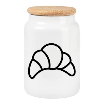 croissant - Boîte à biscuits avec couvercle en bois - blanc - Devant